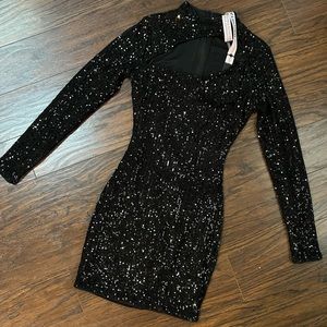 NWT Sequin Front Cutout Mini Dress